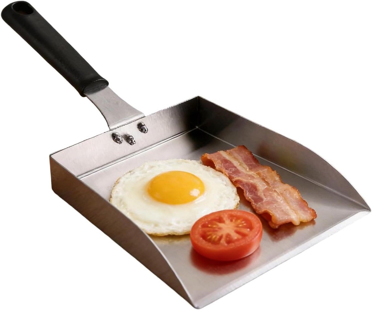 Bakplaat Spatel - Kook Schraper - Grillen en Bakken - Grote Vetafscheiding - 19 x 18 cm - Zilver
