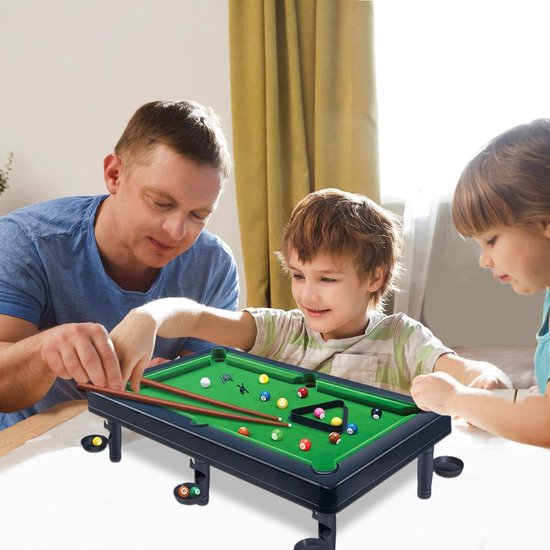 Miniatuur Pooltafel - Tafel Biljart - Gezinsspel - Educatief Entertainment - 55x32x15.5 cm - Groen — afbeelding 4