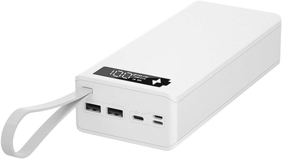 Batterijhouder - Powerbank Case - Opladen Onderweg - LCD Display - 16x 18650 - Wit