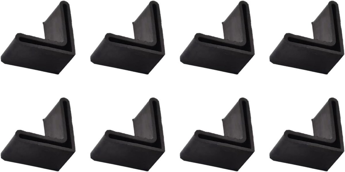 8 Stuks Hoekijzeren Voetpads voor Meubels (40mm) - Rubber L-vormige Beschermers voor Meubelpoten en Planken - Zwart