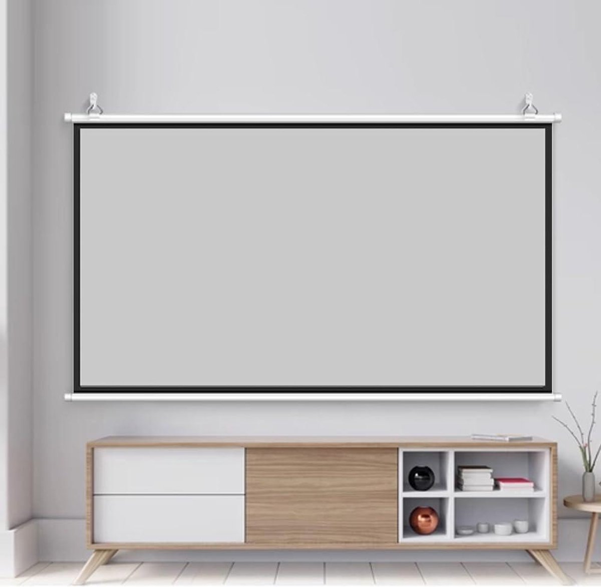 Projectiescherm Handmatig - Rolscherm HD - Home Cinema - Kreukt niet snel - 50 Inch 16:9 - Wit