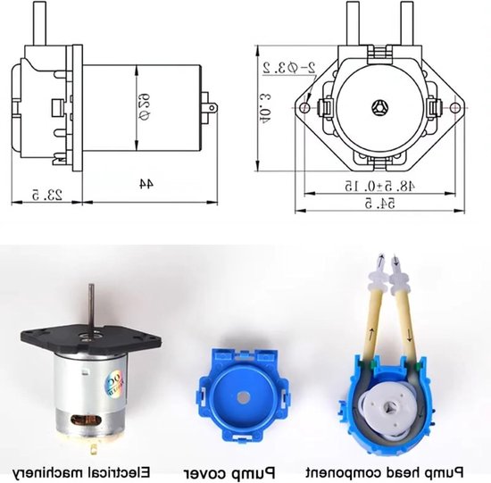Peristaltische Pomp voor Microdosering, 12V DC Zelfaanzuigende Pomp voor Aquariums en Laboratoriumanalyse — afbeelding 3