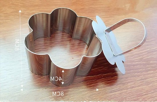 Set van 6 RVS Bakringen voor Desserts - Mini Cake en Mousse Vormpjes met Duwsteker in Bloemvorm — afbeelding 2