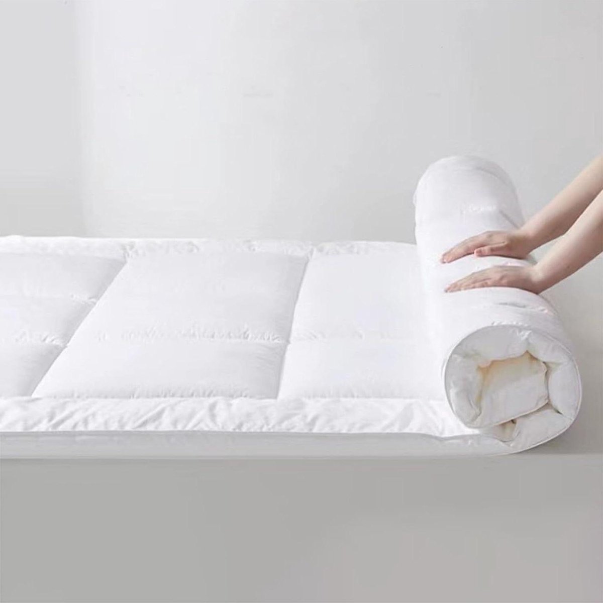 Japanse Futon Matras - Oprolbare Matras - Comfortabel Slapen - Ademend Katoen - 115 x 200 cm - Wit