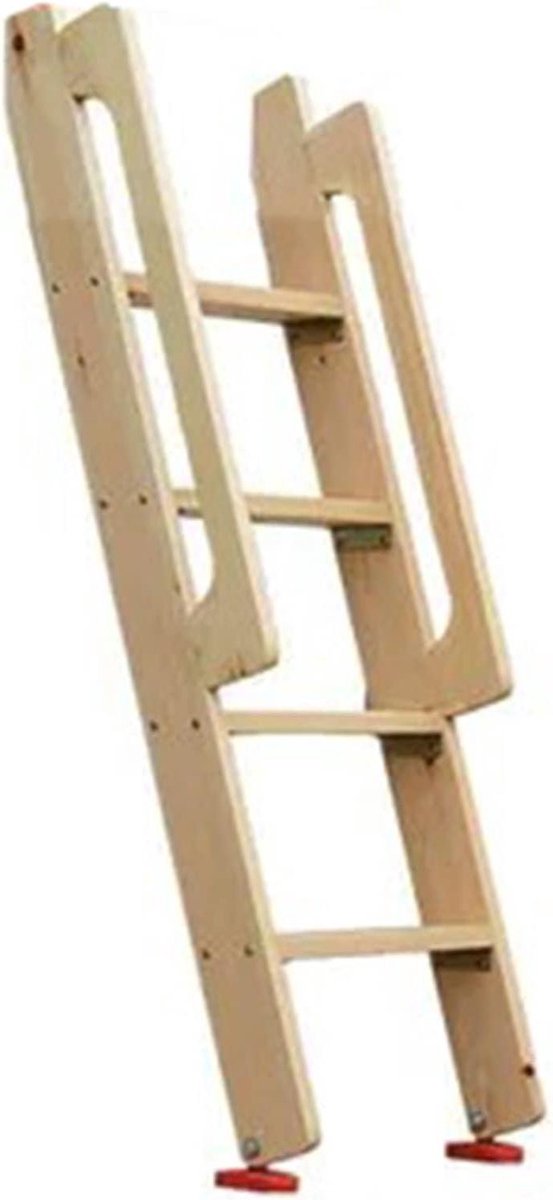 Stapelbed Ladder - Camper Ladder - Veilig Klimmen - Antislip Rubberen Voetjes - 125 cm - Natuurlijk