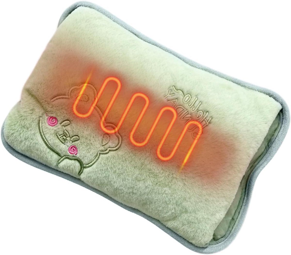 Elektrische warmwaterkruik - Oplaadbare kruik Verwarmingskussen - Warmte en comfort - Huidvriendelijke fleecestof - 27 x 19 cm - Grijs