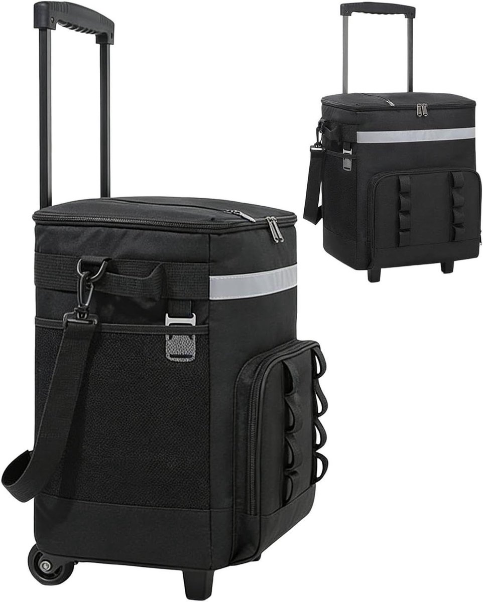 Geïsoleerde Roltas - Koelbox op Wielen - Boodschappen Vervoeren - Stabiel Verticaal Transport - 35 liter - Zwart