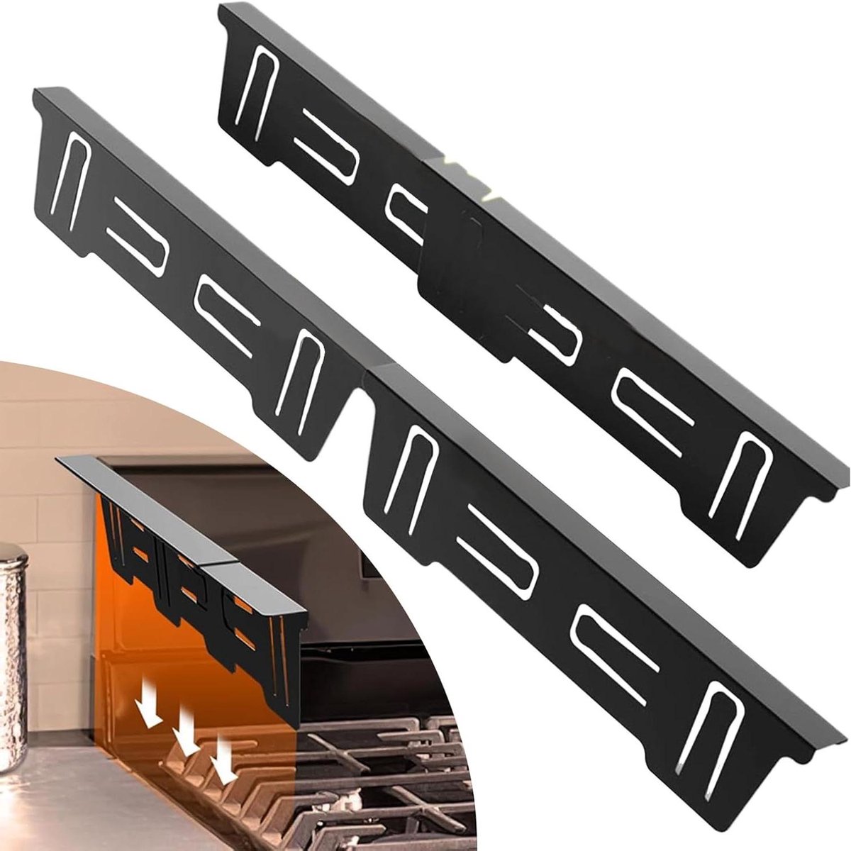 Oven Crevice Sealer - Afdichtstrip Aanrecht - Keuken Hygiëne - Roestvrij Staal - 35x10x2cm - Zwart