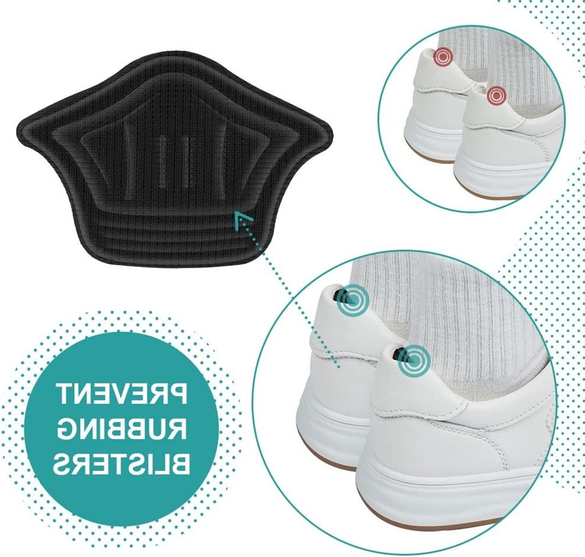 8 Stuks Heelkussens voor Schoenen, 5mm Sterke Lijm, Comfortabele Antiblister Inlegzolen voor Te Grote Schoenen, Demping en Ondersteuning voor Dames en Heren (Zwart)