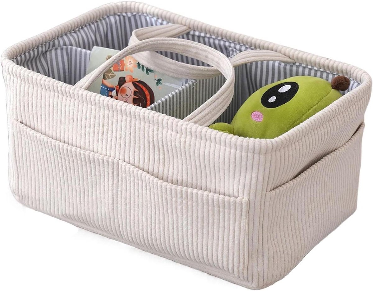 Luier Organizer - Opbergmand Luiers - Babyverzorging - Slimme Compartimenten - 38 x 25 x 18 cm - Beige