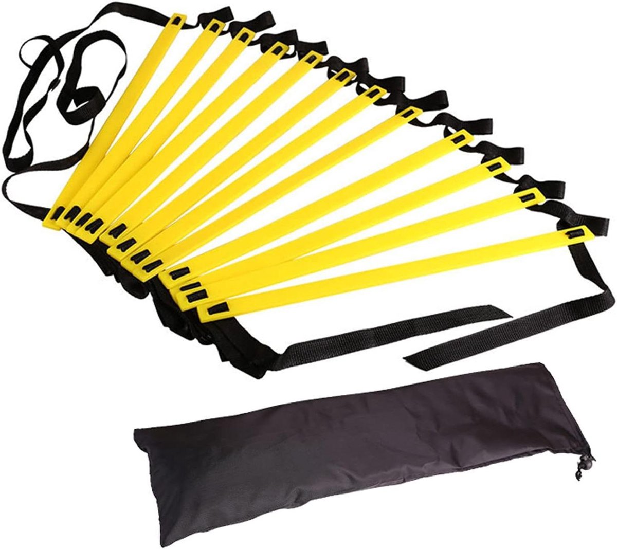 Snelheidsladder - Behendigheidsladder Trainingsladder - Sporttraining Verbeteren - Hoge Kwaliteit PP Materiaal - 2 meter 4 sporten - Geel