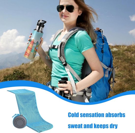 Koelende nekhanddoek - Sneldrogende koude pads - Sport en outdoor - Zweetabsorberende stof - 89 x 83 centimeter - Hemelsblauw — afbeelding 4