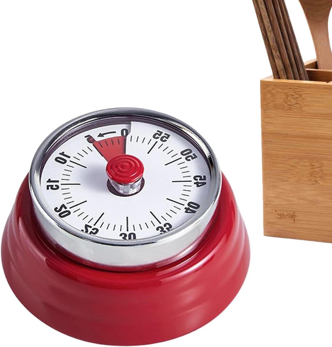 Mechanische Wekker - Opwindbare Timer - Koken Bakken - 75 dB Luid Alarm - 4x7.5x4 cm - Rood