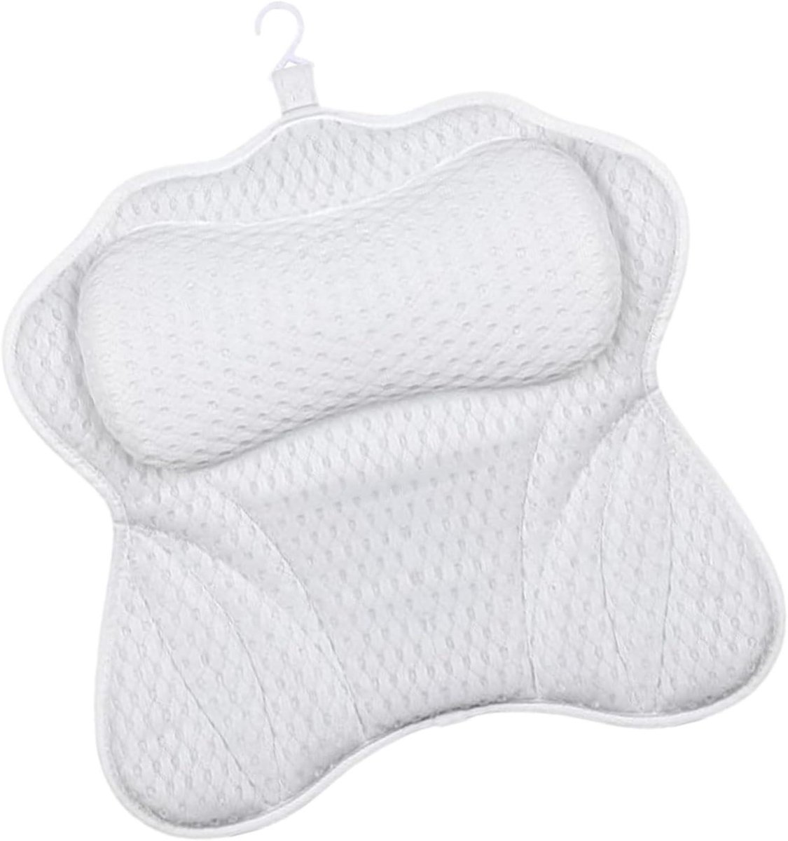 Badkussen - Spa kussen Neksteun - Ontspannen in bad - Ademende 4D Air Mesh - 47x42 cm - Wit