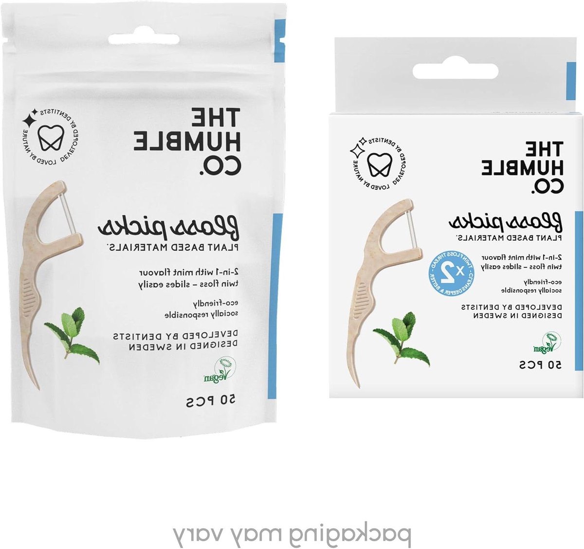 Plantaardige Floss Picks - Tandzijde Stokjes - Dagelijkse Mondverzorging - Gemaakt van Maïszetmeel - 2 x 50 stuks - Groen
