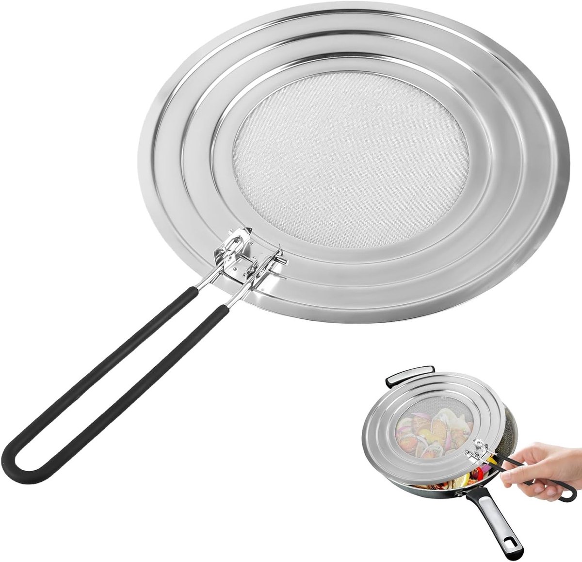 30 cm roestvrij staal inklapbare handgreep vetspatten splatter guard pan. .