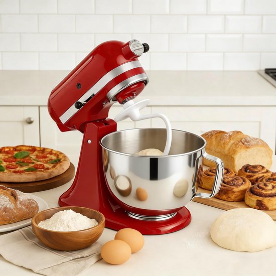Deeghaak Mixer - Bakaccessoire Keukenmachine Opzetstuk - Deeg Kneden - Vaatwasmachinebestendig - 45-5QT - Wit — afbeelding 5