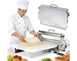 Handmatige Deeguitroller - Deegpers Pizzapers - Bakken Deeg Maken - Opvouwbaar Roestvrij Staal - 40 cm Werkbreedte - Zilver