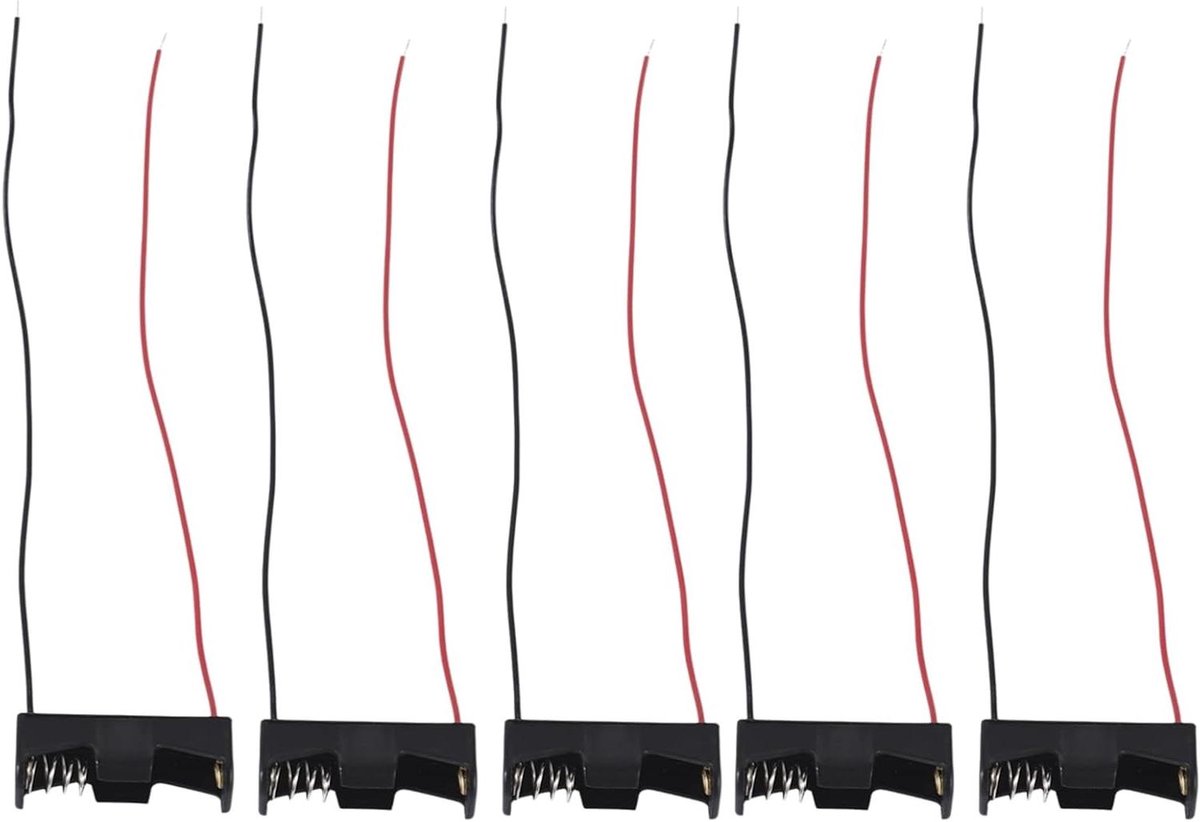 Batterij Opslag Clip - Batterij Houder - Batterijen Organiseren - Met Draad - 5 stuks - Zwart