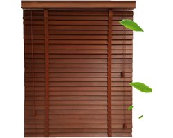 Houten Jaloezieën - Raambekleding Hout - Privacy Creëren - Lichtfilterend Effect - 100x100cm - Bruin