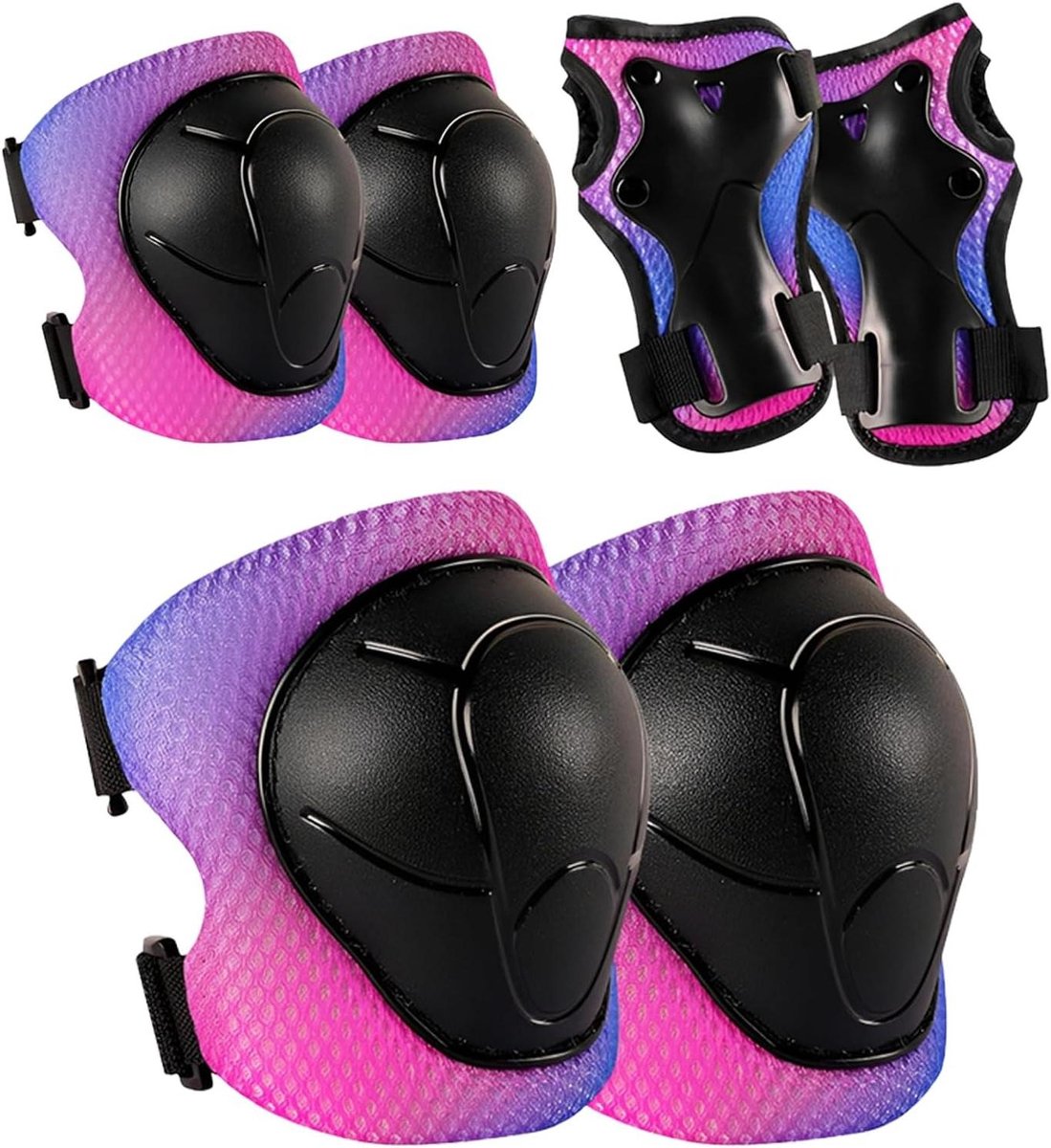 Kinder Beschermingsset - Knie- en Elleboogbeschermers - Buitensporten - Hoge Dichtheid PP Shell - 2-7 Jaar - Paars Roze Blauw