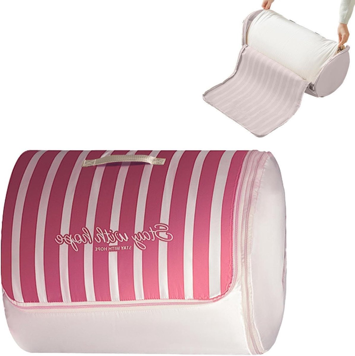 Opberghoes Dekbed - Dekbedtas Opberger - Ruimte Besparen - Compressie Ontwerp - 55 x 45 cm - Roze