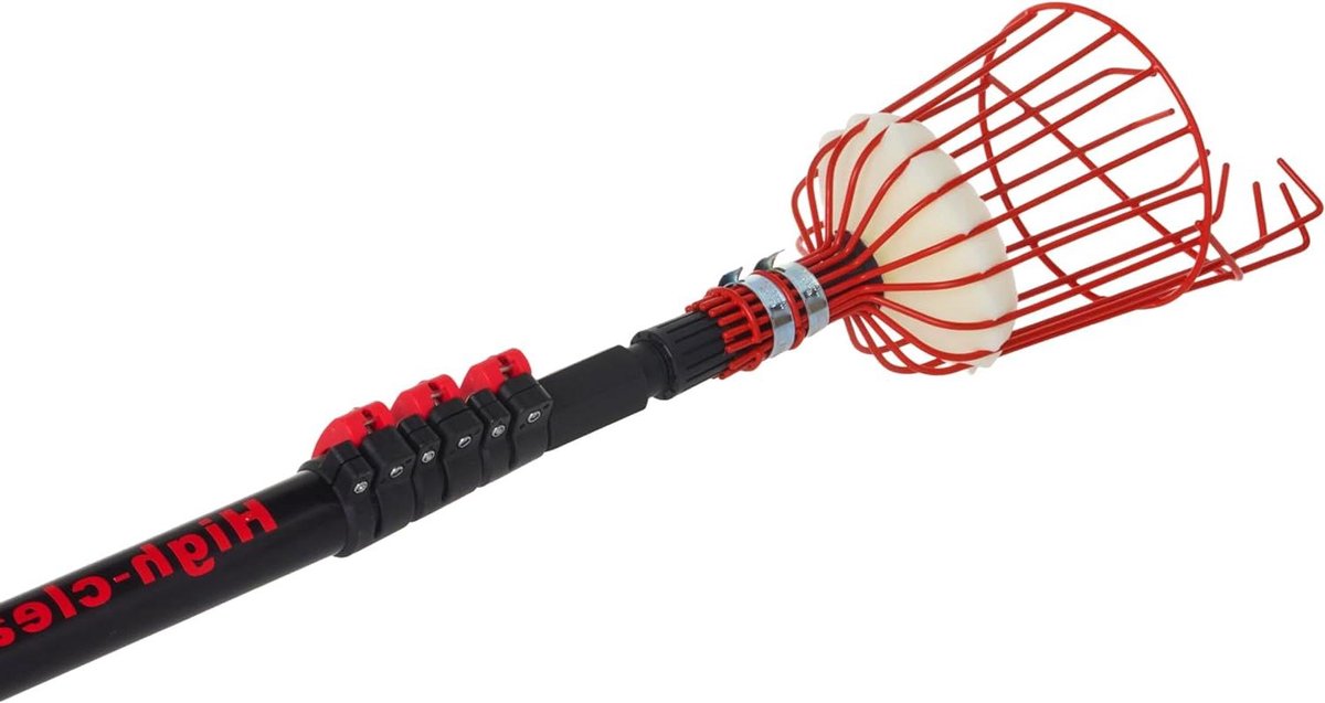 Telescoopsteel Fruitplukker - Fruitplukker met steel - Fruit plukken - Minder segmenten doorbuiging - 9.0 m - Zwart Rood