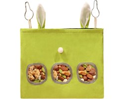 Hooi Feeder Tas - Voerzak Konijn - Gedoseerd Voeren - Grote Capaciteit - 20 x 20 x 5 cm - Groen