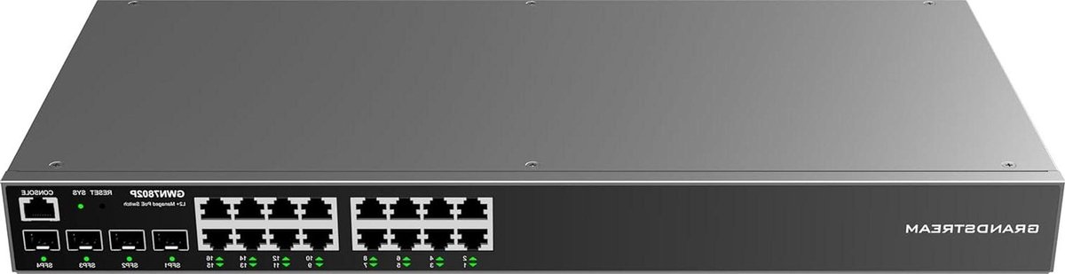 Netwerk Switch - Managed Switch - Netwerk Uitbreiding - PoE Ondersteuning - 16 Poorten - Zwart