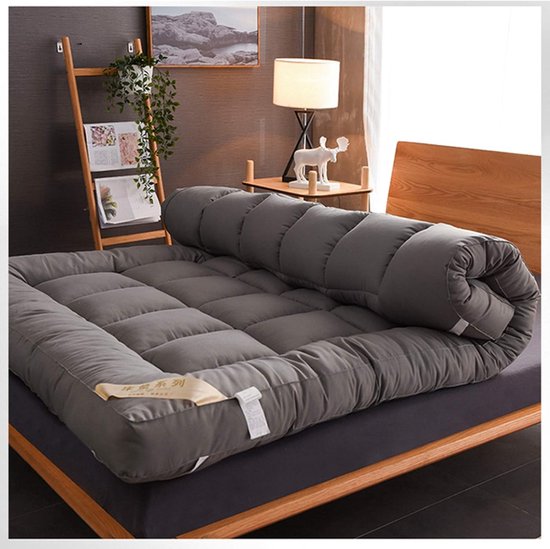Japanse Futonmatras - Opvouwbaar Bed - Comfortabel Slapen - Dikke Vloermatras - 180 x 220 cm - Grijs — afbeelding 3