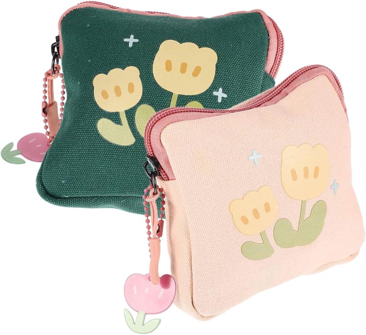 Maandverband Opbergtas - Kleine Tas - Intieme Hygiëne - Katoen Linnen Materiaal - 2 stuks - Geassorteerde Kleur