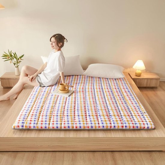Japanse Futonmatras - Gastenbed Matras - Comfortabel Slapen - Opvouwbaar Ademend - 90 x 190 cm - Grijs — afbeelding 4