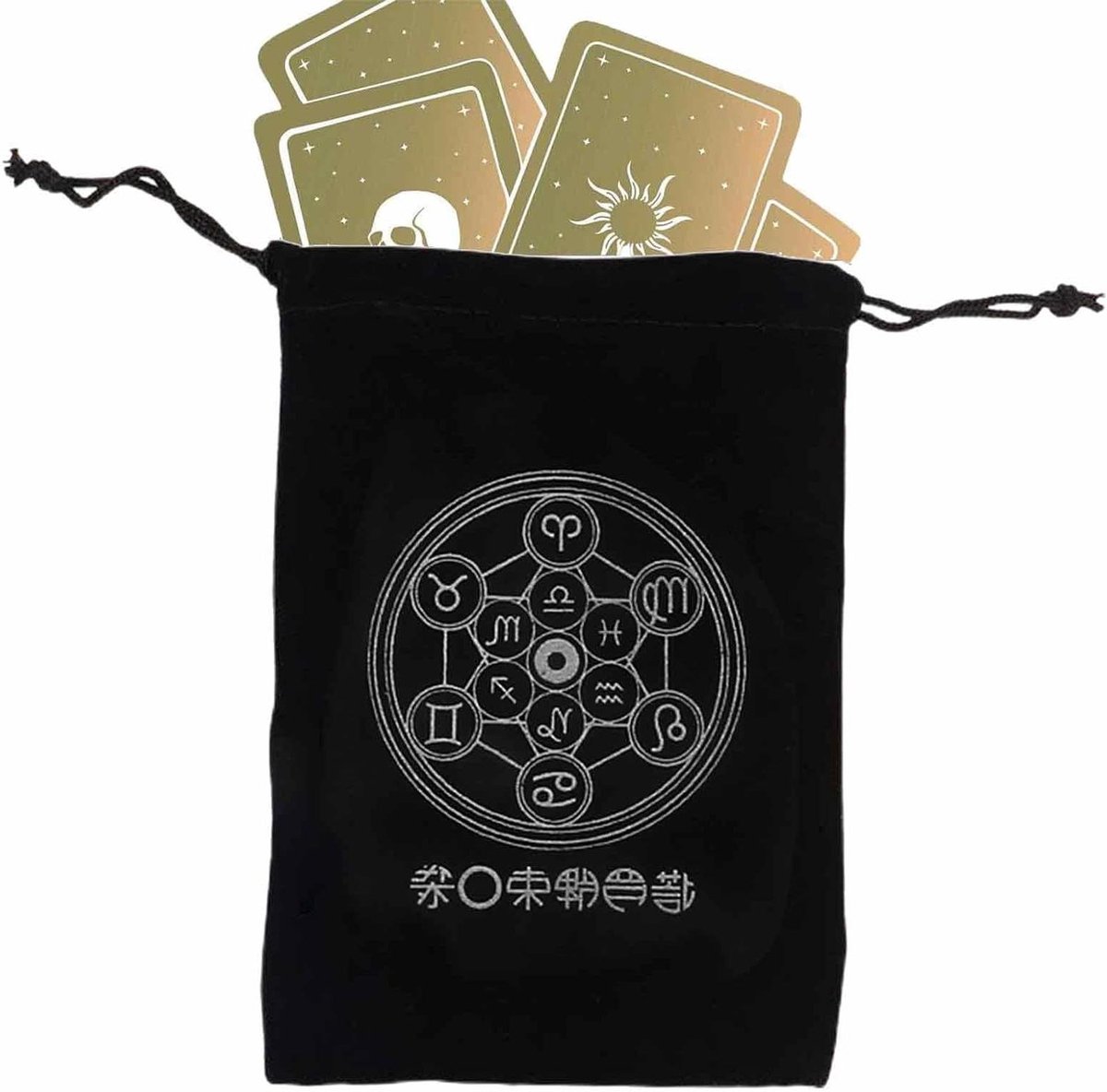 Tarotzakjes - Kaart opbergtas - Kaarten bewaren - Zacht flanel materiaal - 125 x 185 cm - Zwart