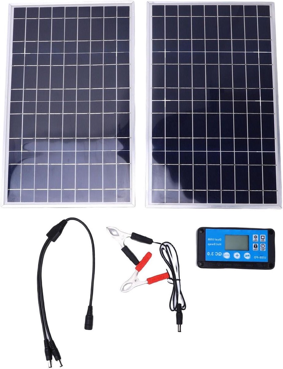 Zonnepaneel Kit - Energie Set - Off Grid Stroom - Hoge Efficiëntie - 200W - Zwart