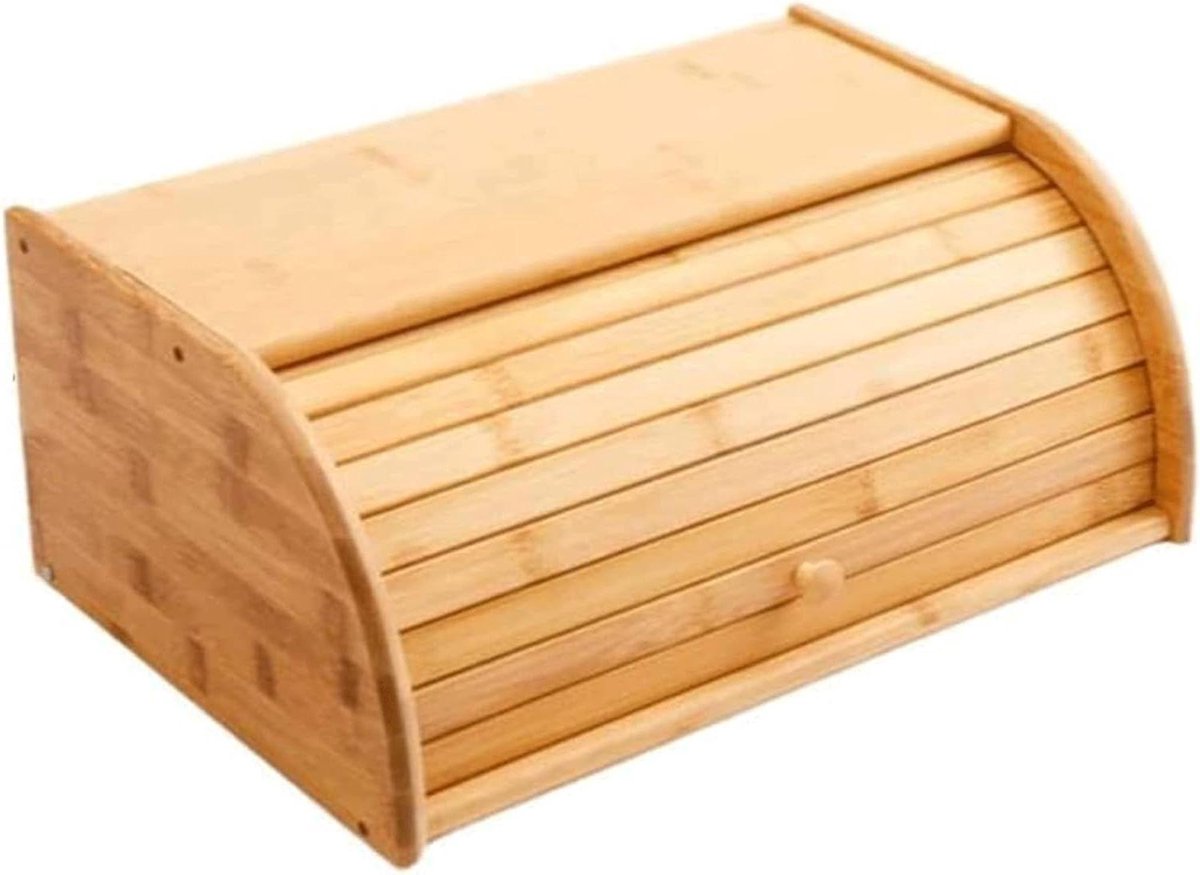 Houten Broodtrommel - Brooddoos Keuken - Brood Vers Houden - Grote Capaciteit - 41x28x17cm - Natuurlijk Hout