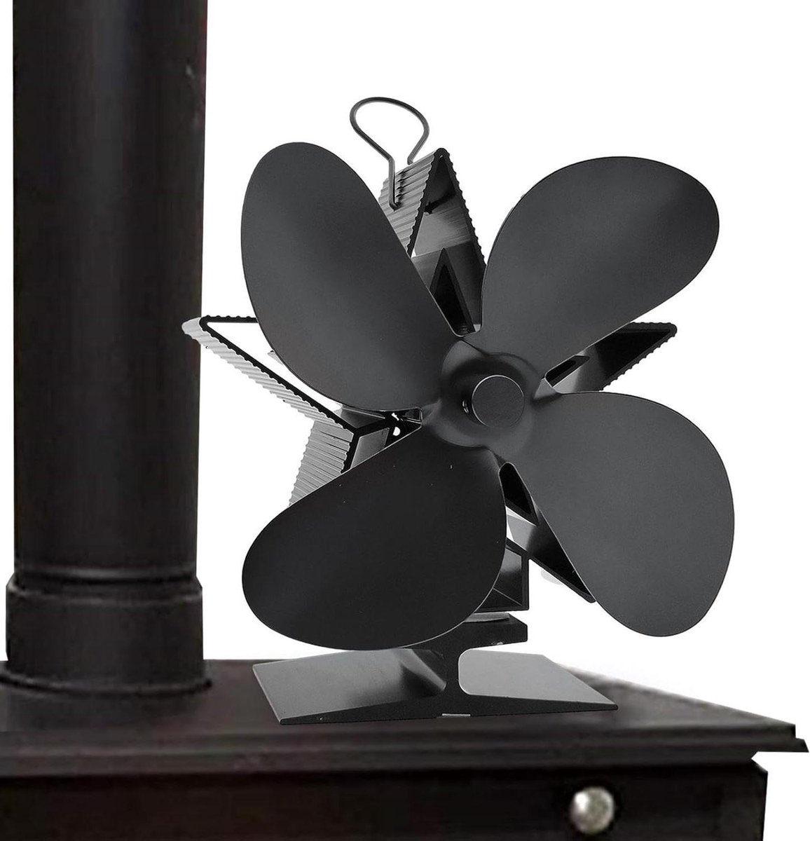 Warmteaangedreven Kachelventilator - Haardventilator Thermische Ventilator - Efficiënte Warmteverdeling - Versterkte Ventilatorbladen - 234 x 219 x 121 cm - Zwart