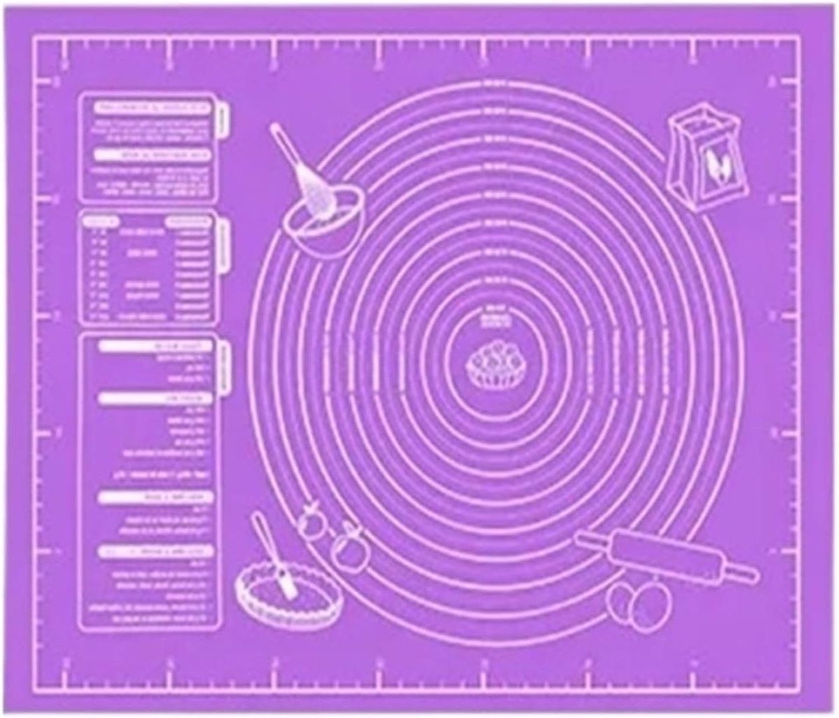 Siliconen Bakmat - Kneedmat Deegmat - Deeg Bereiden - Antiaanbak Werkruimte - 40 x 30 cm - Paars