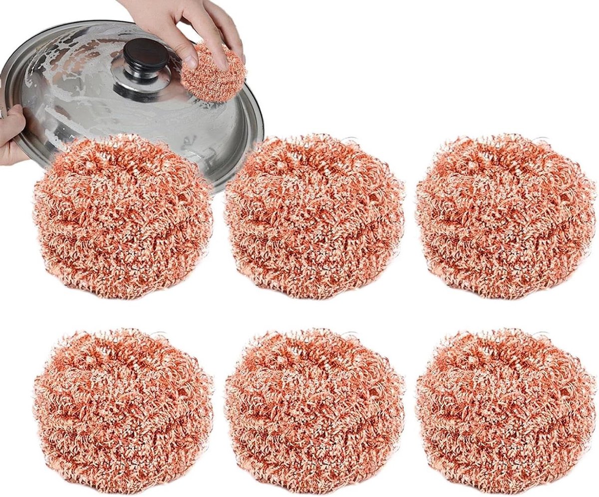 Kopersponzen - Koperen schrobbers - Keuken reinigen - Vetoplossend - 10 cm - Blauw