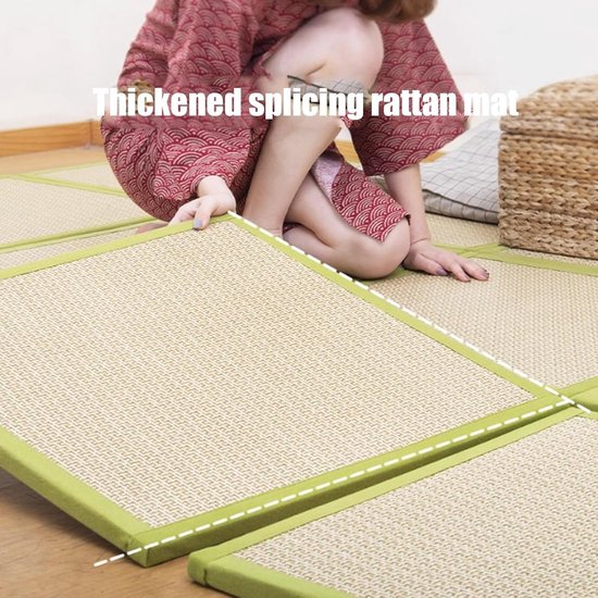 Japanse vouwmatras - Vloermat Futon - Meditatie en slapen - Natuurlijk rotan oppervlak - 180 x 180 cm - Natuurlijk — afbeelding 5