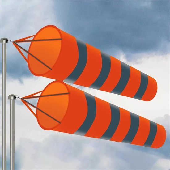 Reflecterende windzak - Windmeter sok - Windrichting meten - Rip-stop materiaal - 08 m - Oranje Wit — afbeelding 2