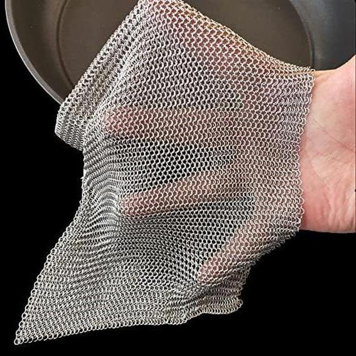 Gietijzeren Schrobber - Roestvrijstalen Scrubber - Kookgerei Reinigen - Fijnmazig Ontwerp - 20x15 cm - Zilver