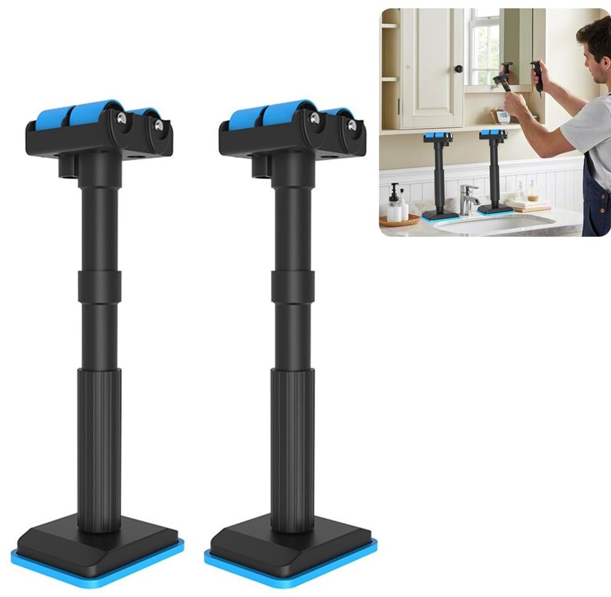 Verstelbare meubelsteun met 2 stuks, 19-44 cm, ideaal voor keuken- en badkamerkasten, hand