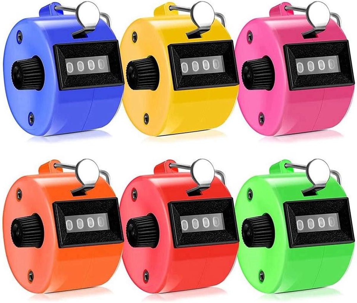 Hand Teller - Klik Teller - Evenementen Tellen - Geen Batterijen Nodig - 6 Stuks - Diverse Kleuren