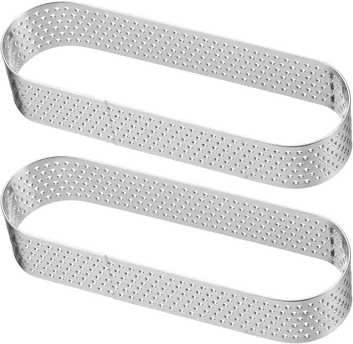Taartringen Set - Ovale Vormen - Desserts Bakken - Geperforeerd Ontwerp - 2 Stuks 11 cm - Zilver