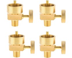 Propaan Adapter Set - Gas Fles Koppeling - Outdoor Koken - Messing Constructie - 4 Stuks - Geel