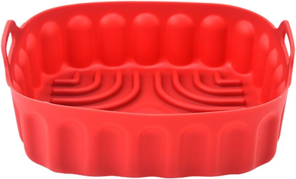 Siliconen Friteuse Bakvorm - Herbruikbare Bakmat - Veilig Koken - Met Anti-Brand Handgrepen - 15x15 cm - Rood