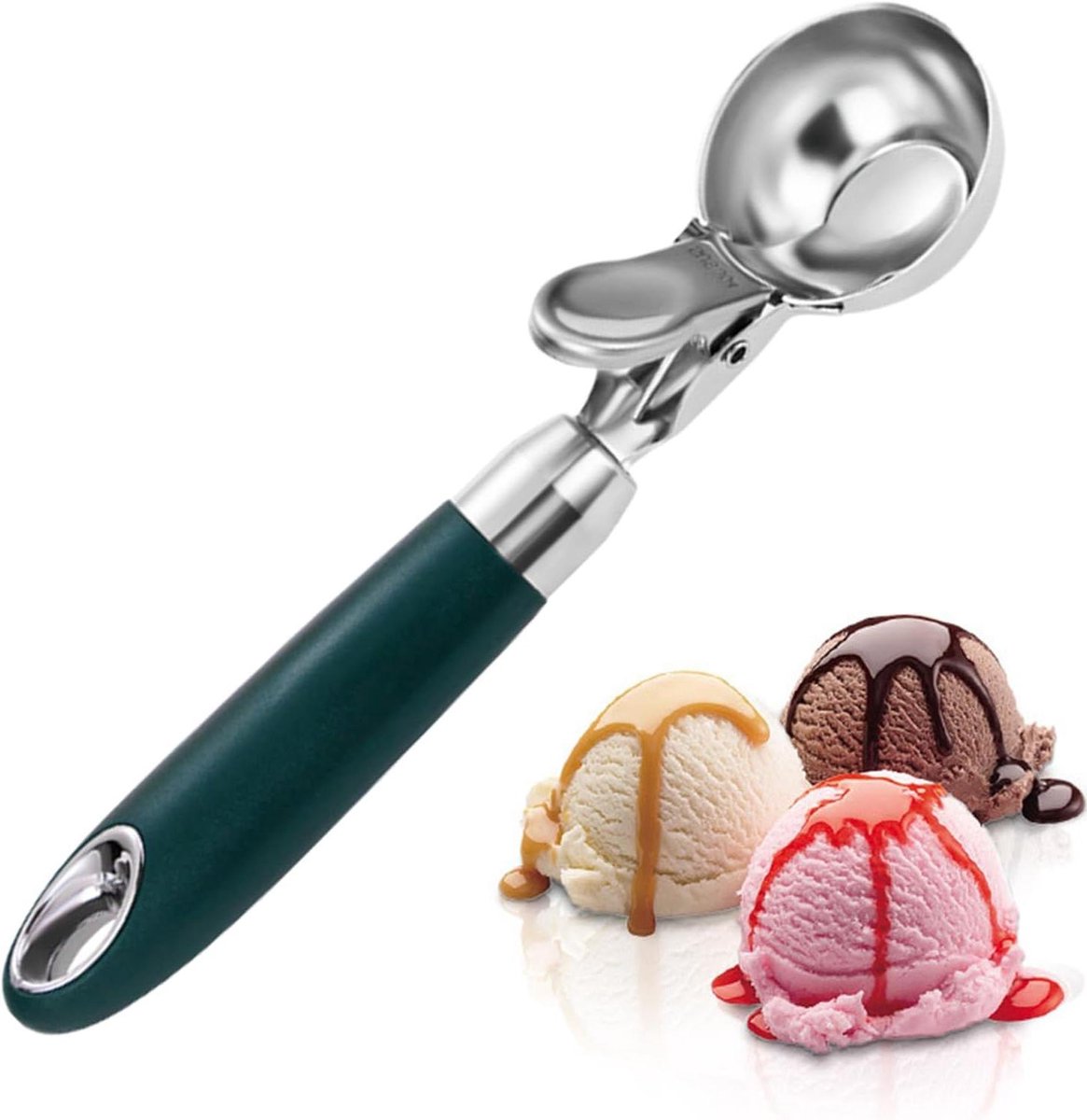 Ijsschep - Portioneringsschep - Desserts Vormgeven - Ergonomisch Handvat - 19.5 cm - Zilver