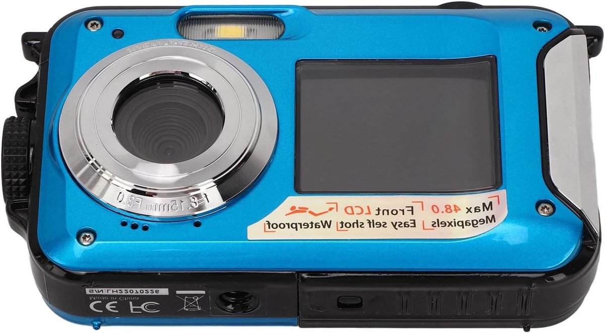 Onderwatercamera Digitale Camera - Waterdichte Camera - Avontuurlijke Fotografie - Dubbel Scherm Selfie - 27K 48MP - Blauw