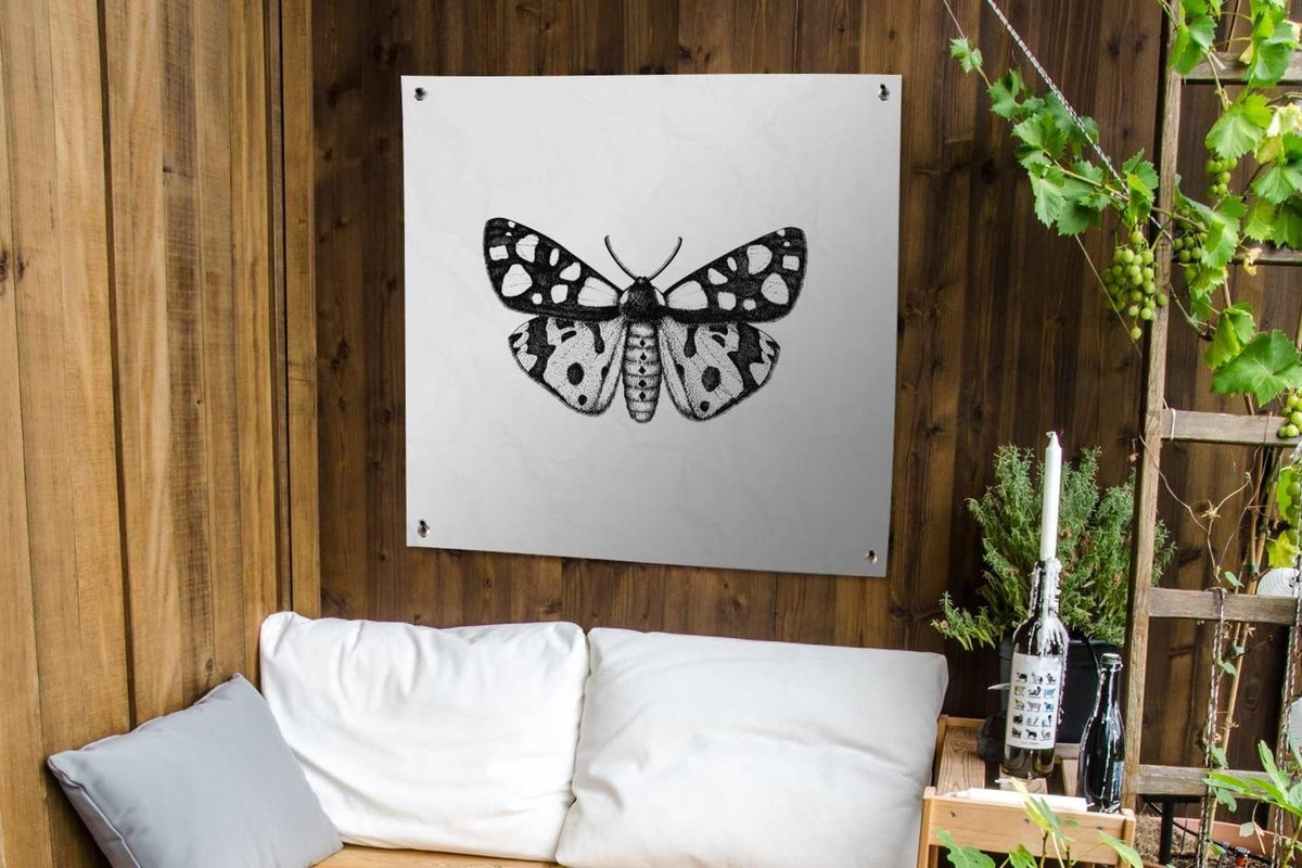 Tuinposter - Tuindoek Botanisch - Tuin Decoratie - UV Bestendig - 100x100 cm - Zwart Wit