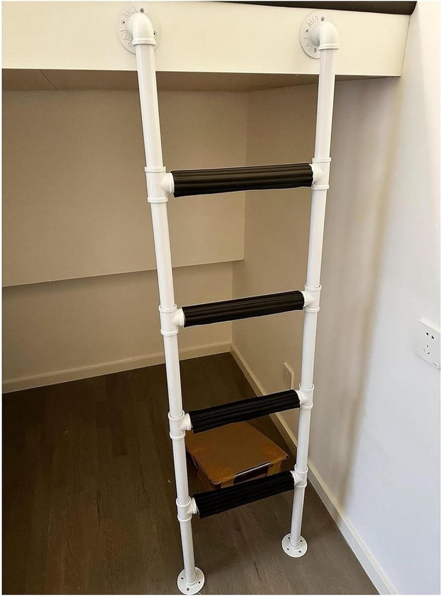 Stapelbedladder - Woonbedladder - Veilig Klimmen - Stabiel Staalontwerp - 120 cm - Wit